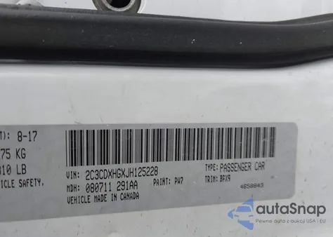 2018 Dodge Charger Sxt Plus Rwd z USA, uszkodzony, nr VIN 2C3CDXHGXJH125228